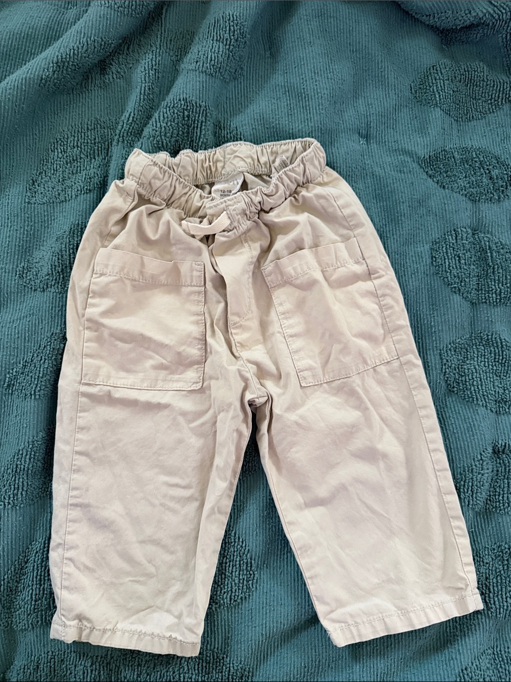 Zara Kids Light Beige Elastic-Waist Cargo Pants